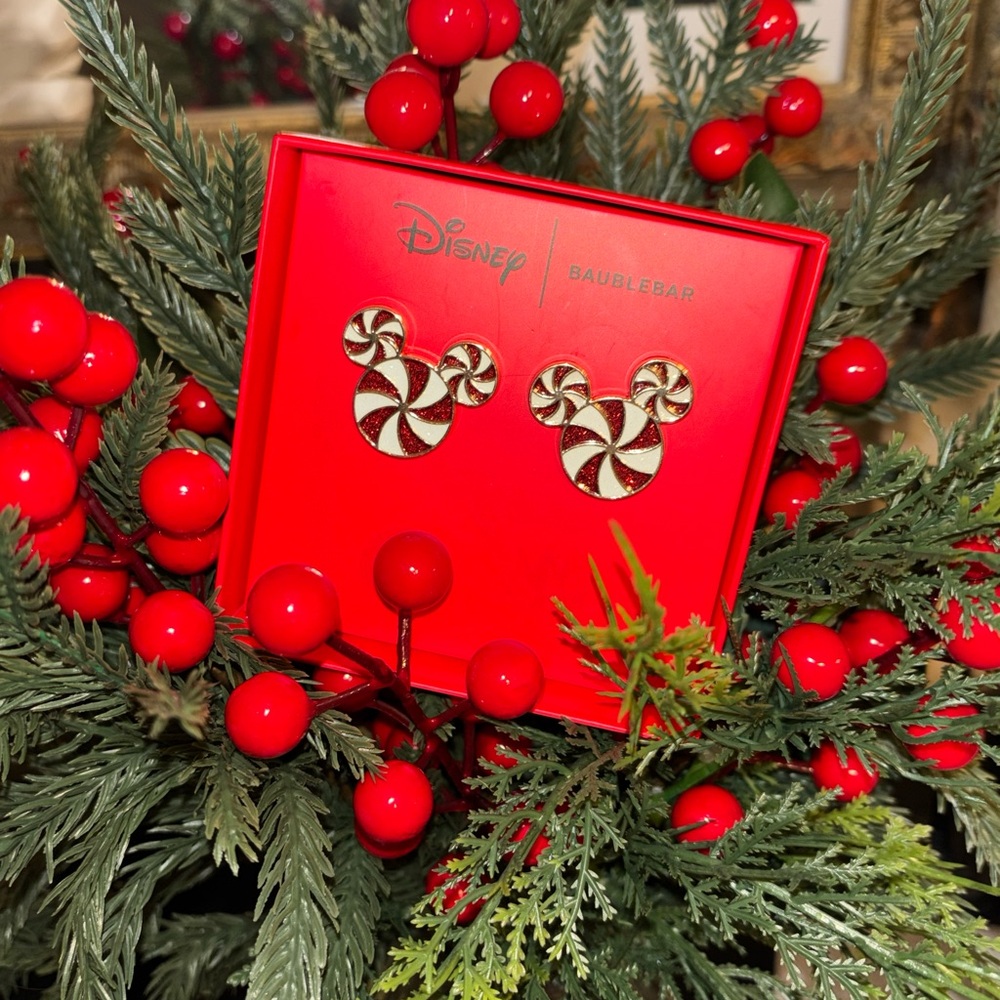 BaubleBar peppermint Mickey Ear earrings